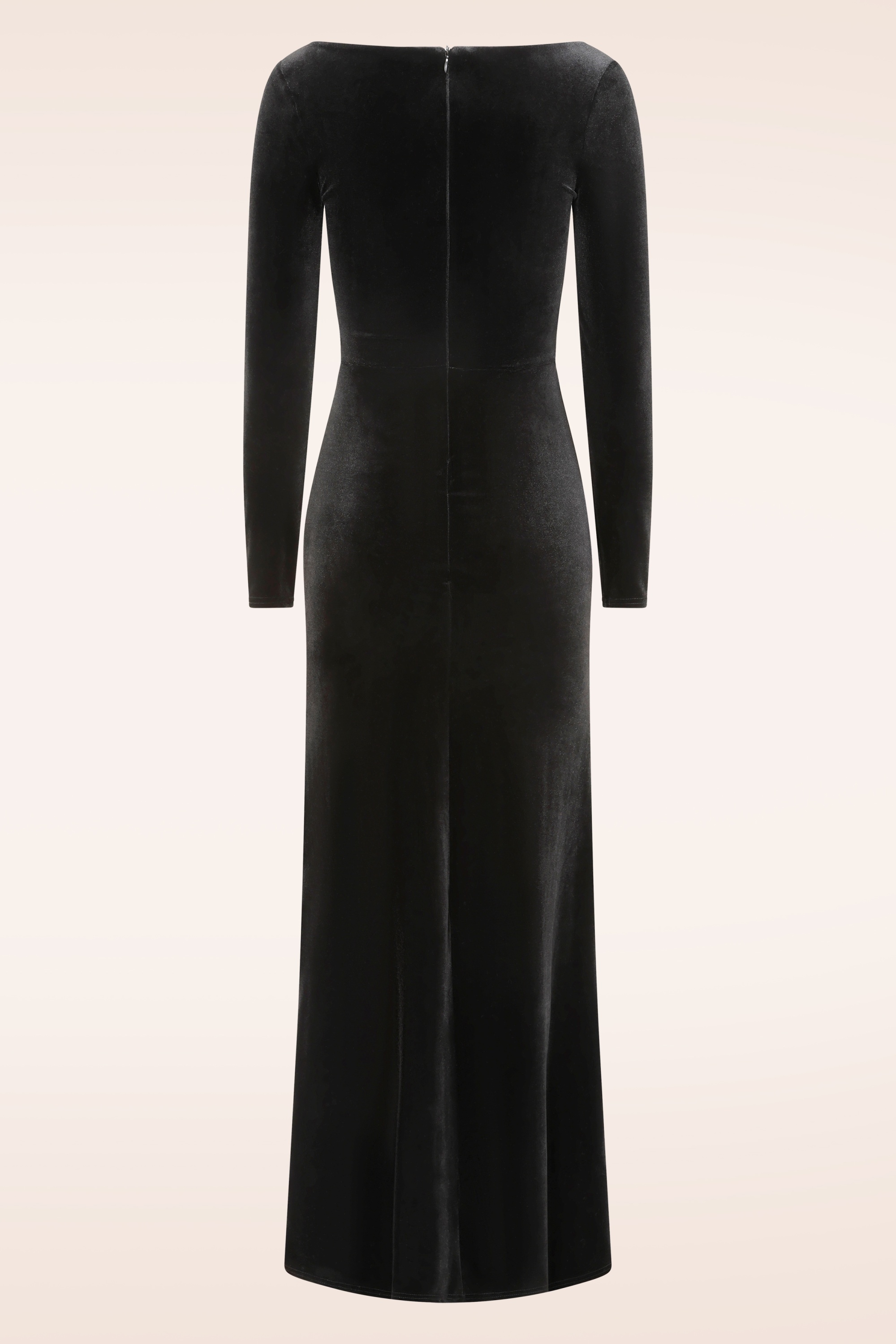 Vintage Chic for Topvintage - Topvintage exclusive ~ Sage Velvet maxi jurk in zwart 3