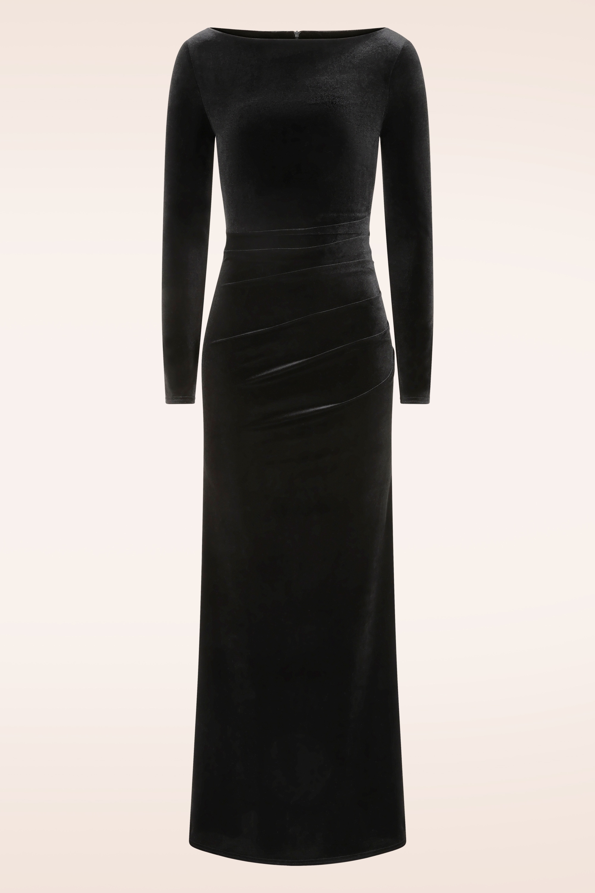 Vintage Chic for Topvintage - Topvintage exclusive ~ Sage Velvet maxi jurk in zwart