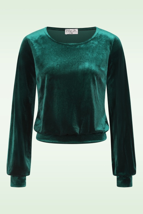 Vintage Chic for Topvintage - Topvintage exclusive ~ Cozy Velvet top in groen