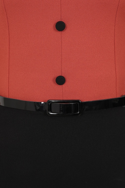 Vintage Chic for Topvintage - Topvintage exclusive ~ Carla Pencil jurk in zwart en oranje 2