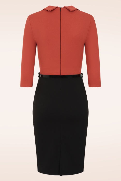 Vintage Chic for Topvintage - Topvintage exclusive ~ Carla Pencil jurk in zwart en oranje 3