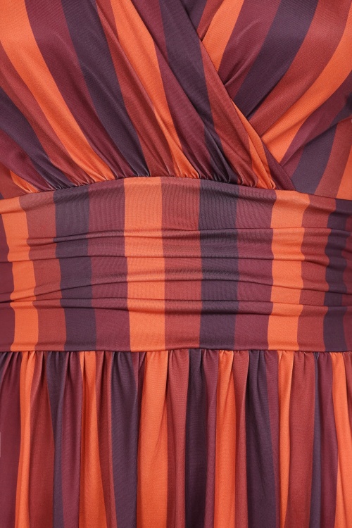 Vintage Chic for Topvintage - Topvintage exclusive ~ Sadie Stripes swing jurk in paars en wijnrood 2