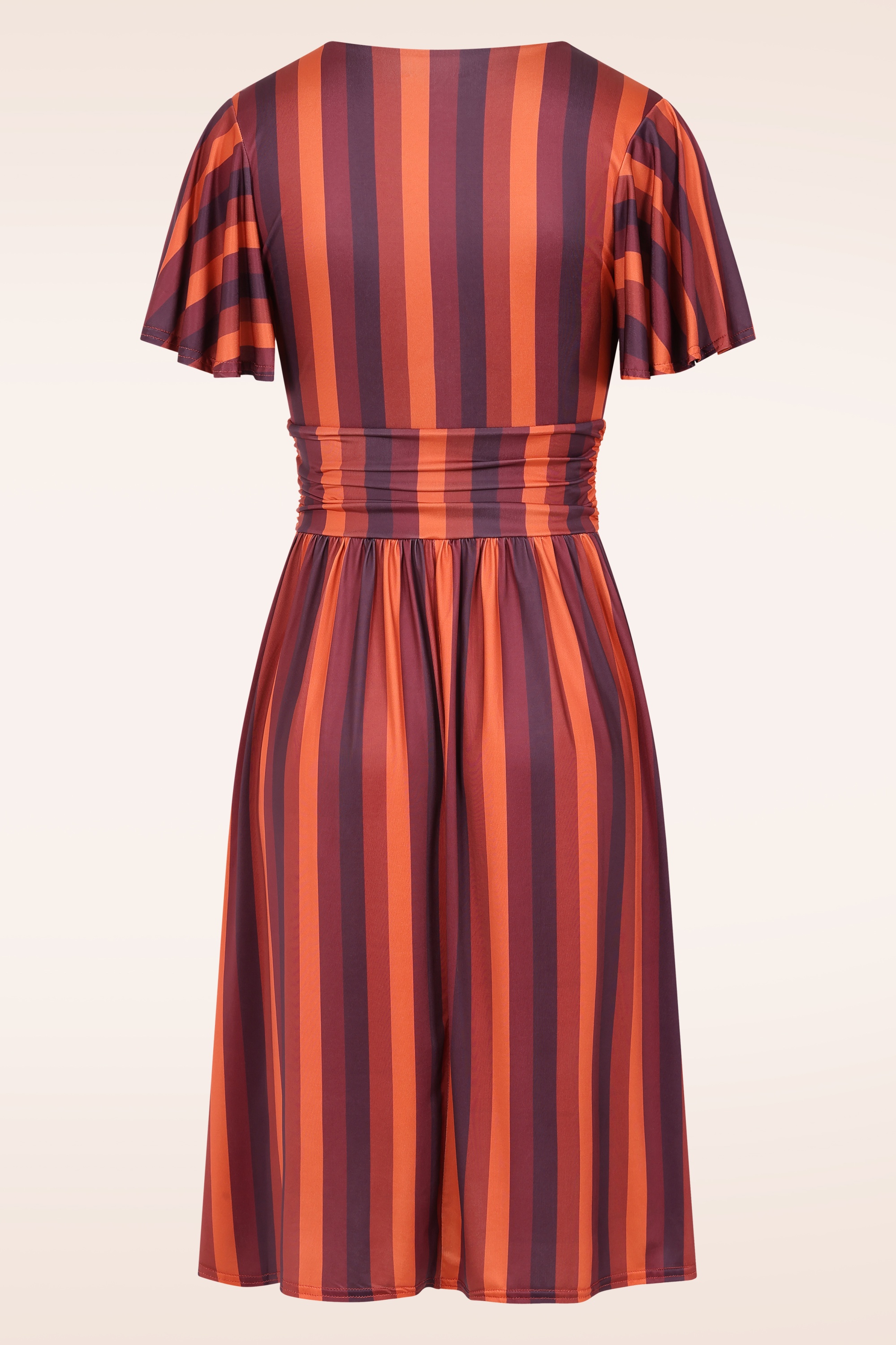 Vintage Chic for Topvintage - Topvintage exclusive ~ Sadie Stripes swing jurk in paars en wijnrood 3