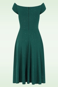 Vintage Chic for Topvintage - Topvintage exclusive ~ Giorgia glitter swing jurk in smaragdgroen 3
