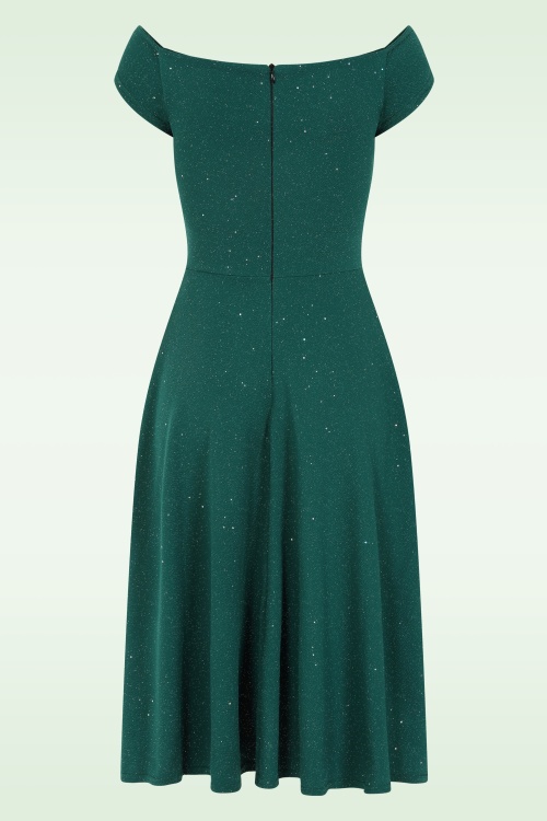 Vintage Chic for Topvintage - Topvintage exclusive ~ Giorgia glitter swing jurk in smaragdgroen 3