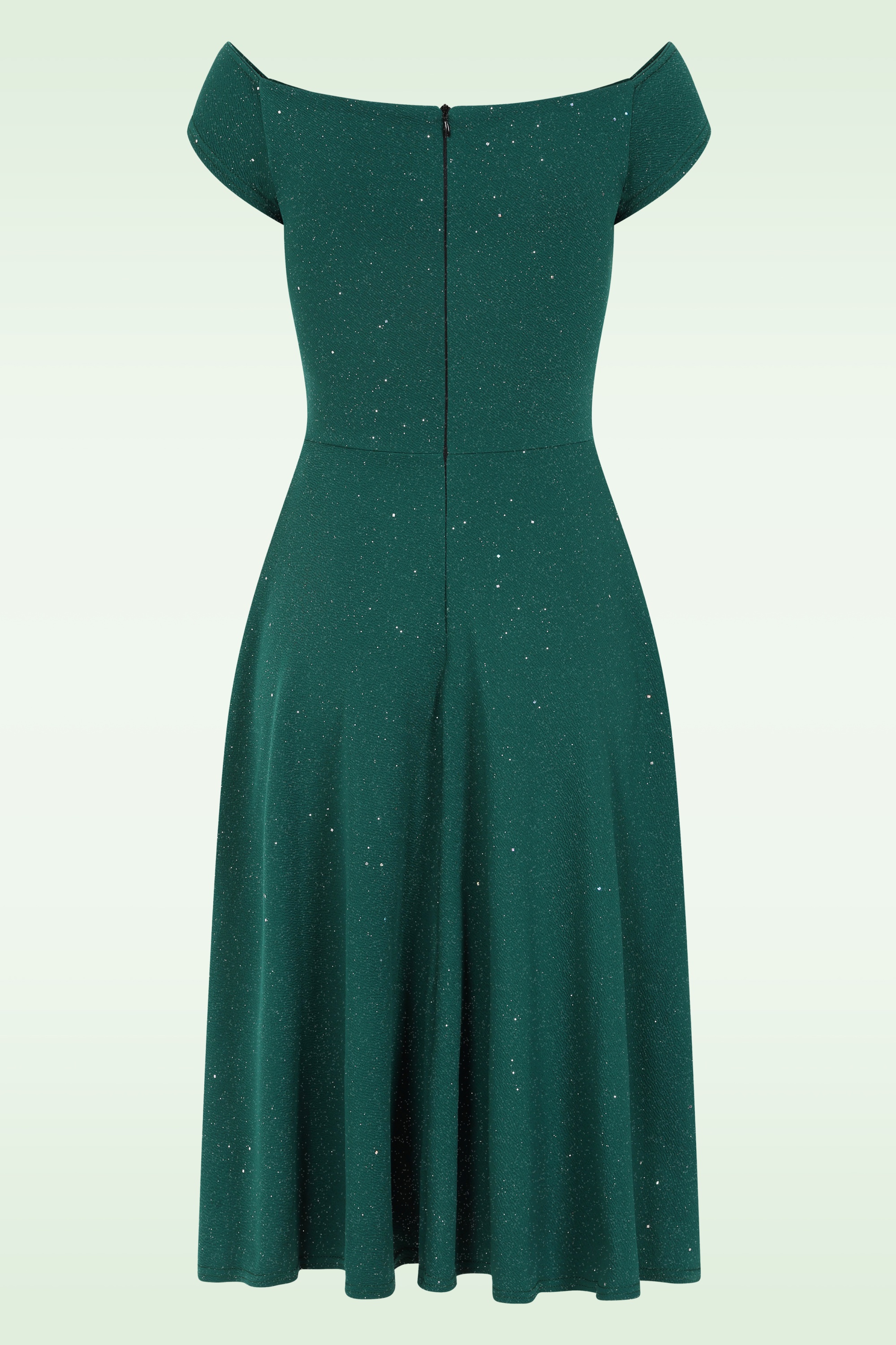 Vintage Chic for Topvintage - Topvintage exclusive ~ Giorgia glitter swing jurk in smaragdgroen 3