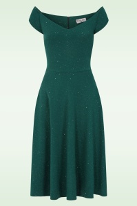 Vintage Chic for Topvintage - Topvintage exclusive ~ Giorgia glitter swing jurk in smaragdgroen