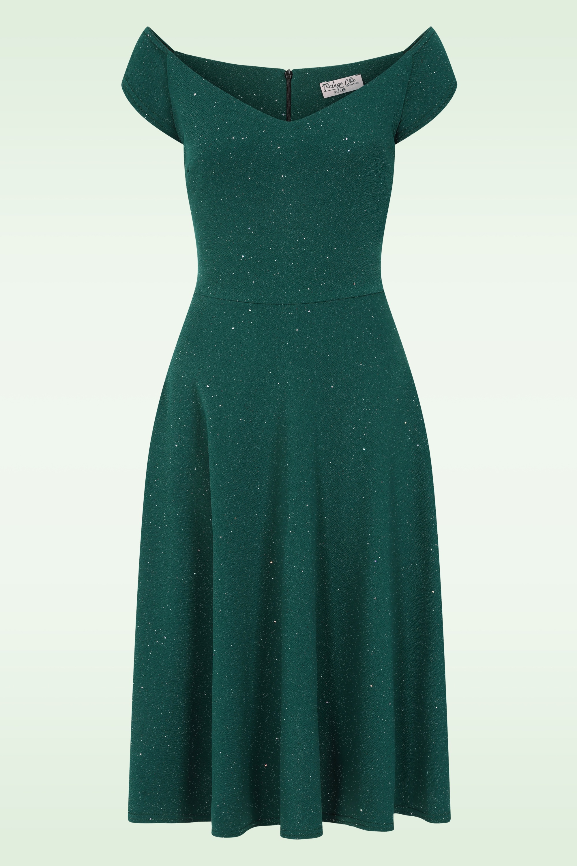 Vintage Chic for Topvintage - Topvintage exclusive ~ Giorgia glitter swing jurk in smaragdgroen