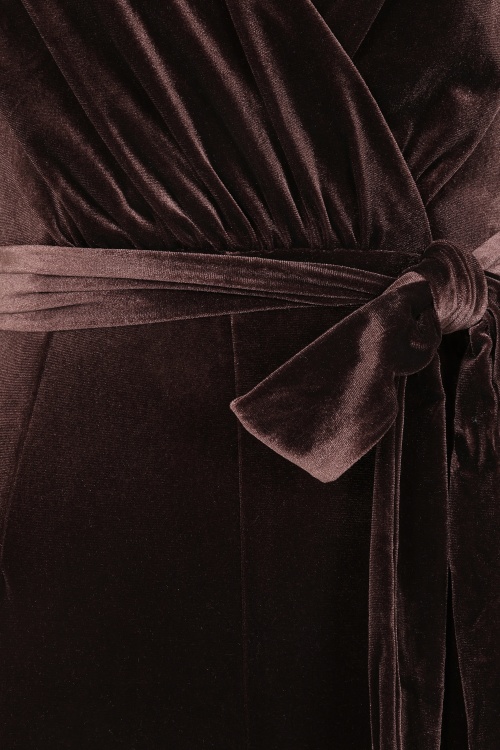 Vintage Chic for Topvintage - Topvintage exclusive ~ Melina Velvet jumpsuit in chocolade bruin 3