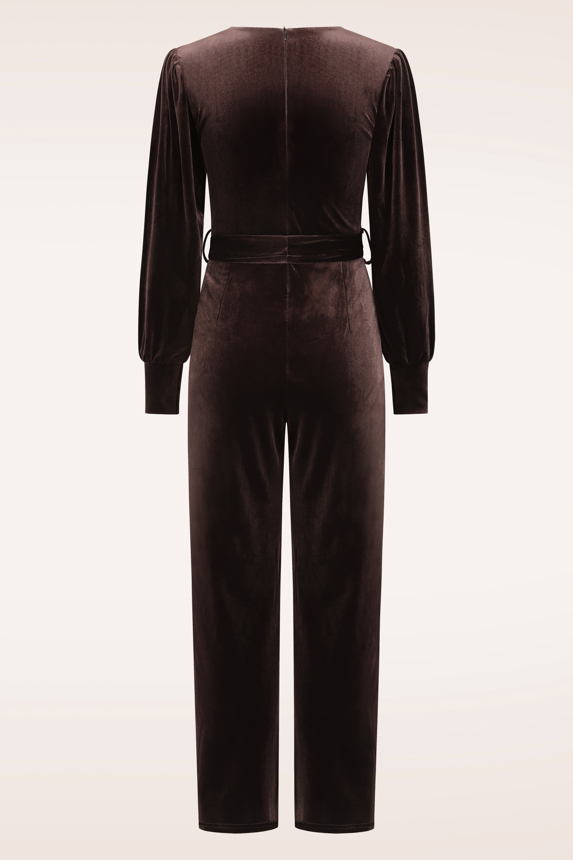 Vintage Chic for Topvintage - Topvintage exclusive ~ Melina Velvet jumpsuit in chocolade bruin 4