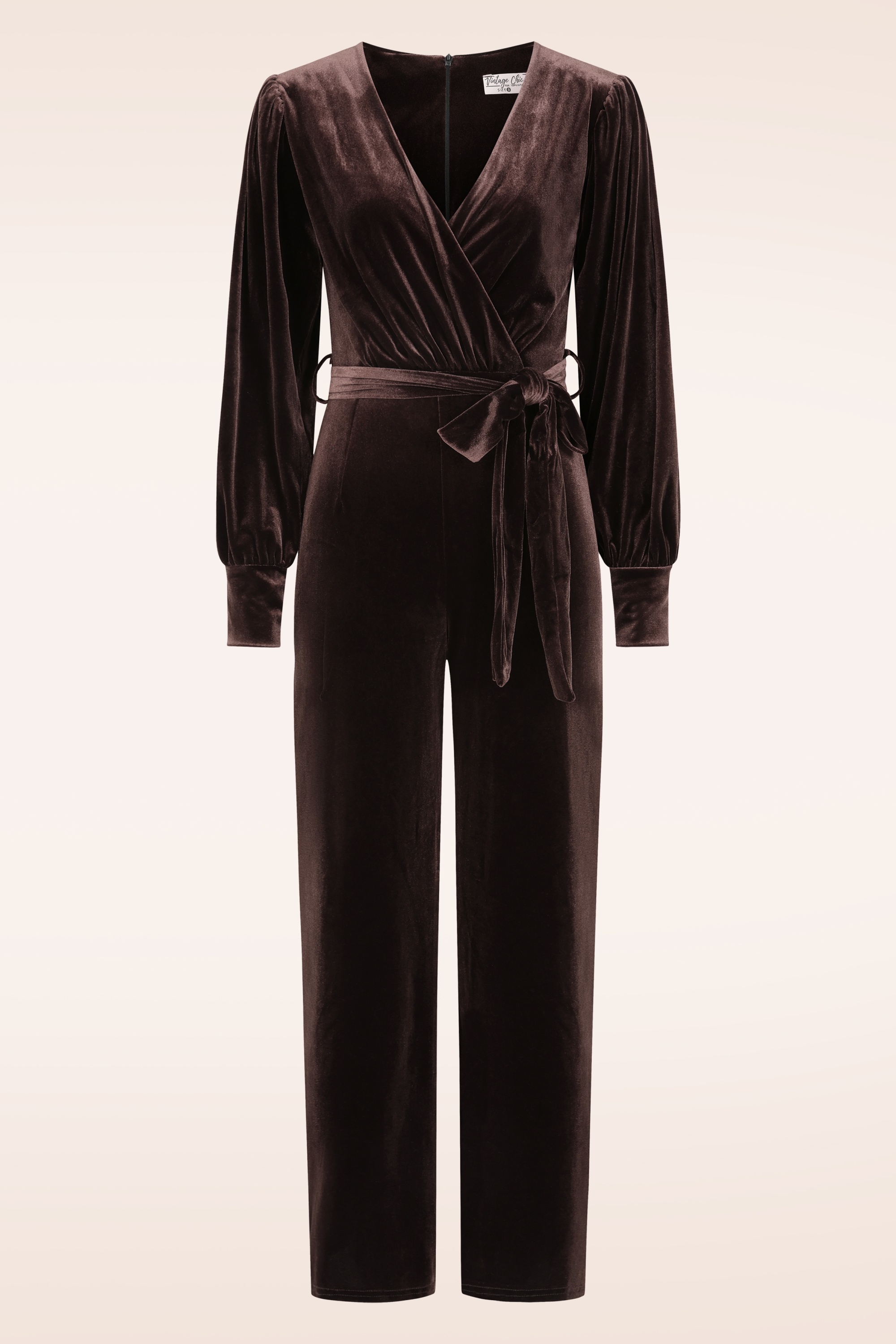 Vintage Chic for Topvintage - Topvintage exclusive ~ Melina Velvet jumpsuit in chocolade bruin