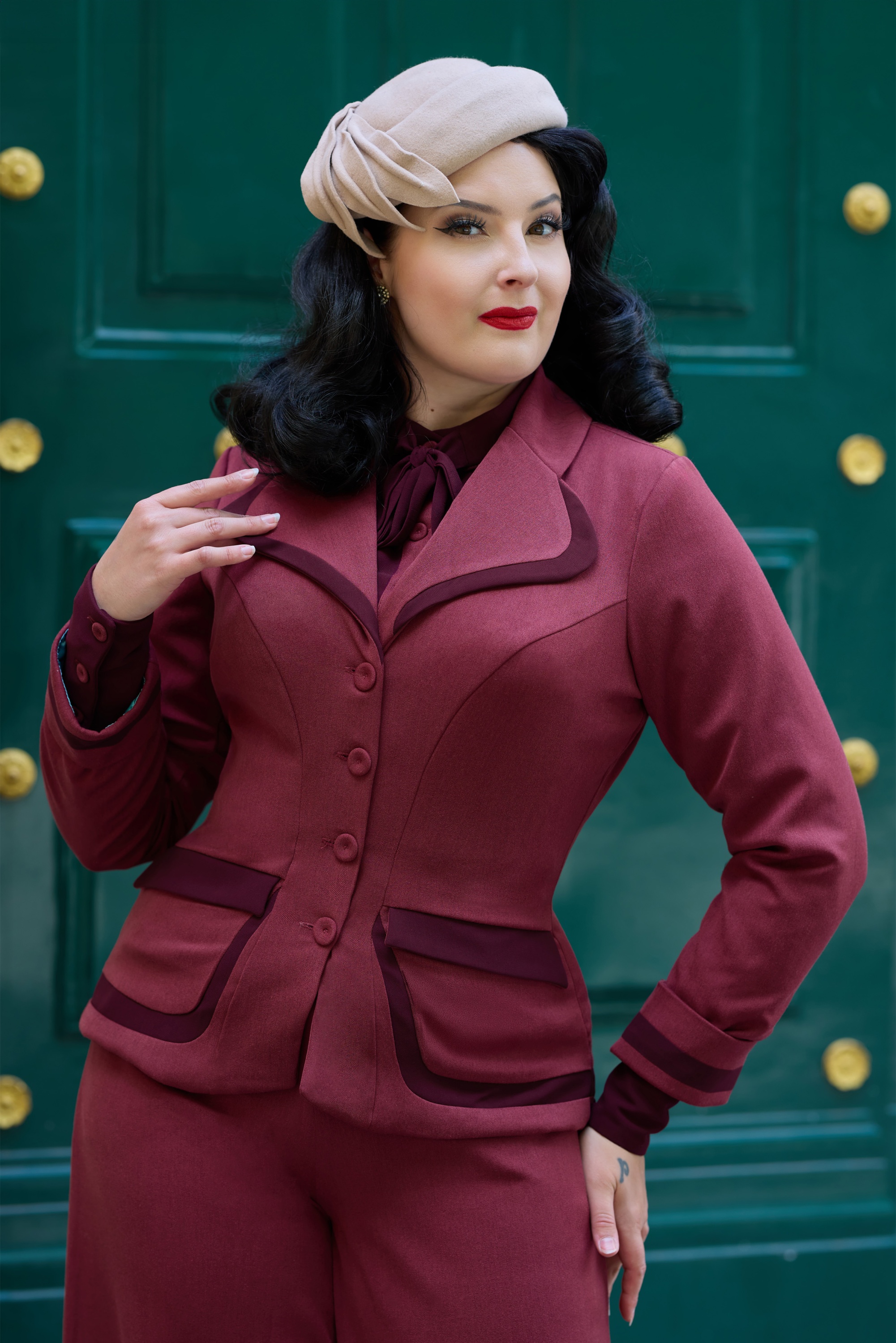 Miss Candyfloss - Salma Bo blazer jacket in wijnrood