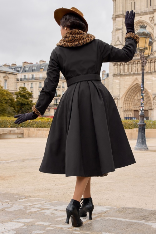 Miss Candyfloss - Loree Lou Leopard waterafstotende jas in zwart 3