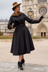 Miss Candyfloss - Loree Lou Leopard waterafstotende jas in zwart