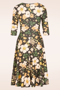 Vintage Chic for Topvintage - Topvintage exclusive ~ Jules Floral swing jurk in bruin 3
