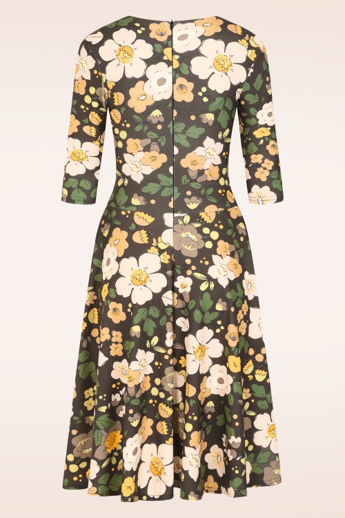 Vintage Chic for Topvintage - Topvintage exclusive ~ Jules Floral swing jurk in bruin 3