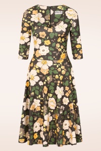 Vintage Chic for Topvintage - Topvintage exclusive ~ Jules Floral swing jurk in bruin