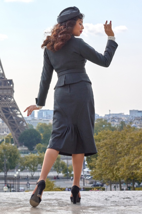 Miss Candyfloss - Breana Lee pencil rok in middernachtblauw 4