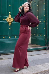 Miss Candyfloss - Haidee Bo Wide Leg pantalon in wijnrood 2