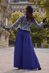 Miss Candyfloss - Calgary Azure palazzo pantalon in koningsblauw 3