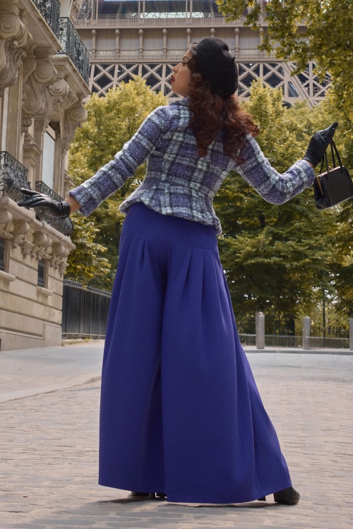 Miss Candyfloss - Calgary Azure palazzo pantalon in koningsblauw 3