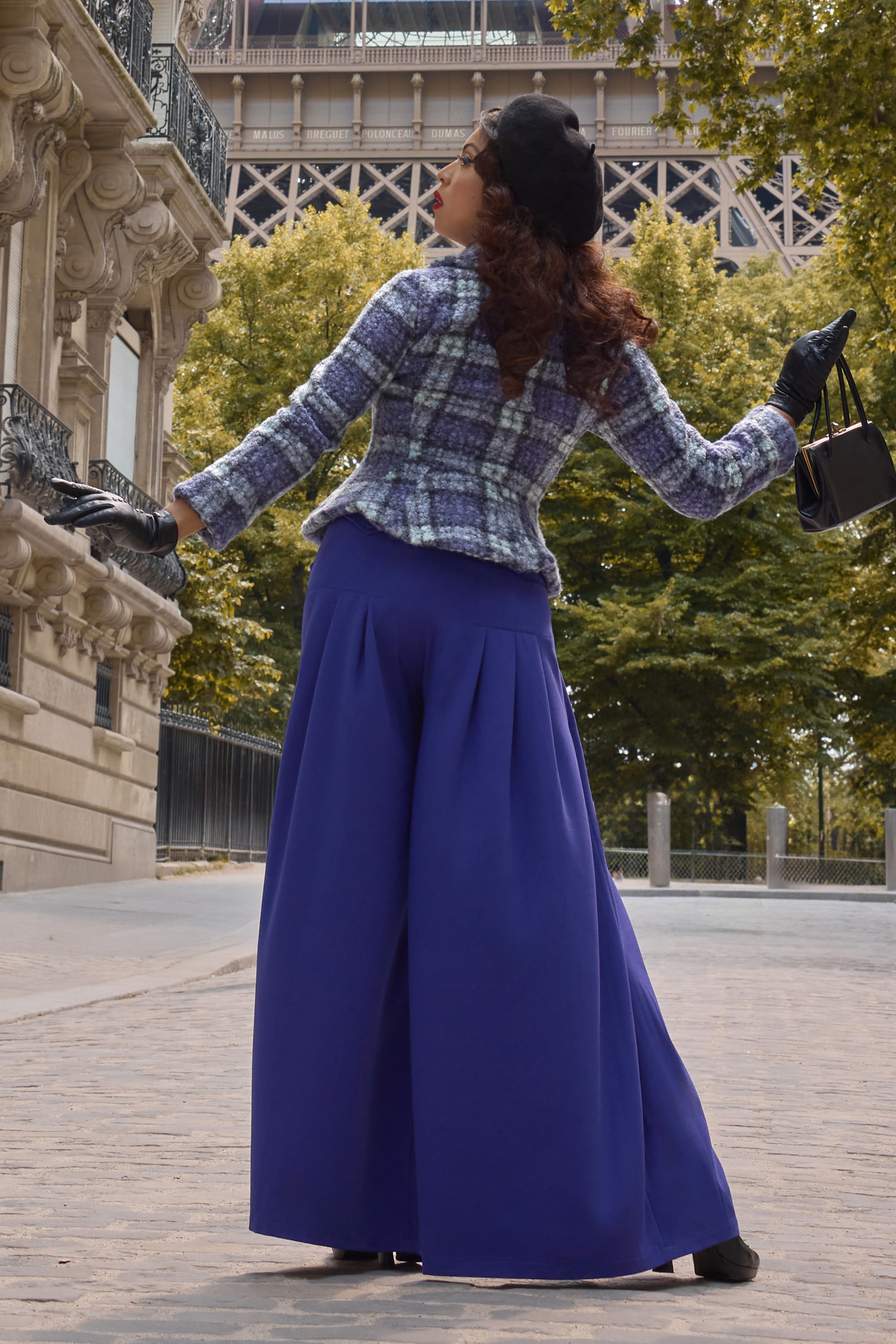 Miss Candyfloss - Calgary Azure palazzo pantalon in koningsblauw 3