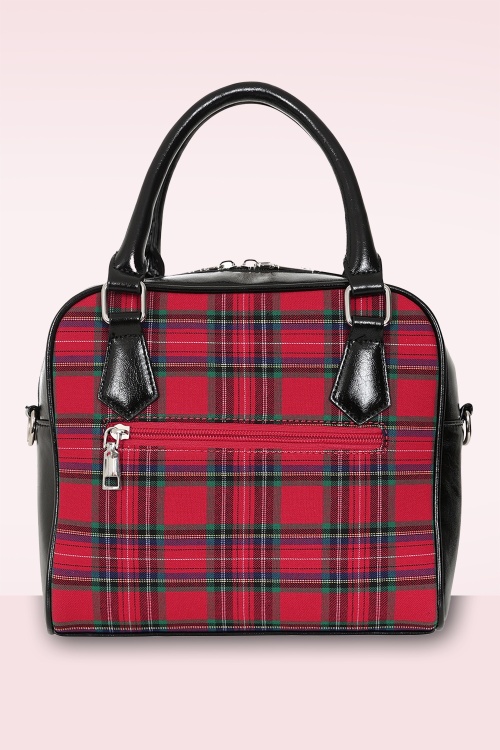 Banned Retro - Chic Charlotte Tartan handtas in rood en zwart 3