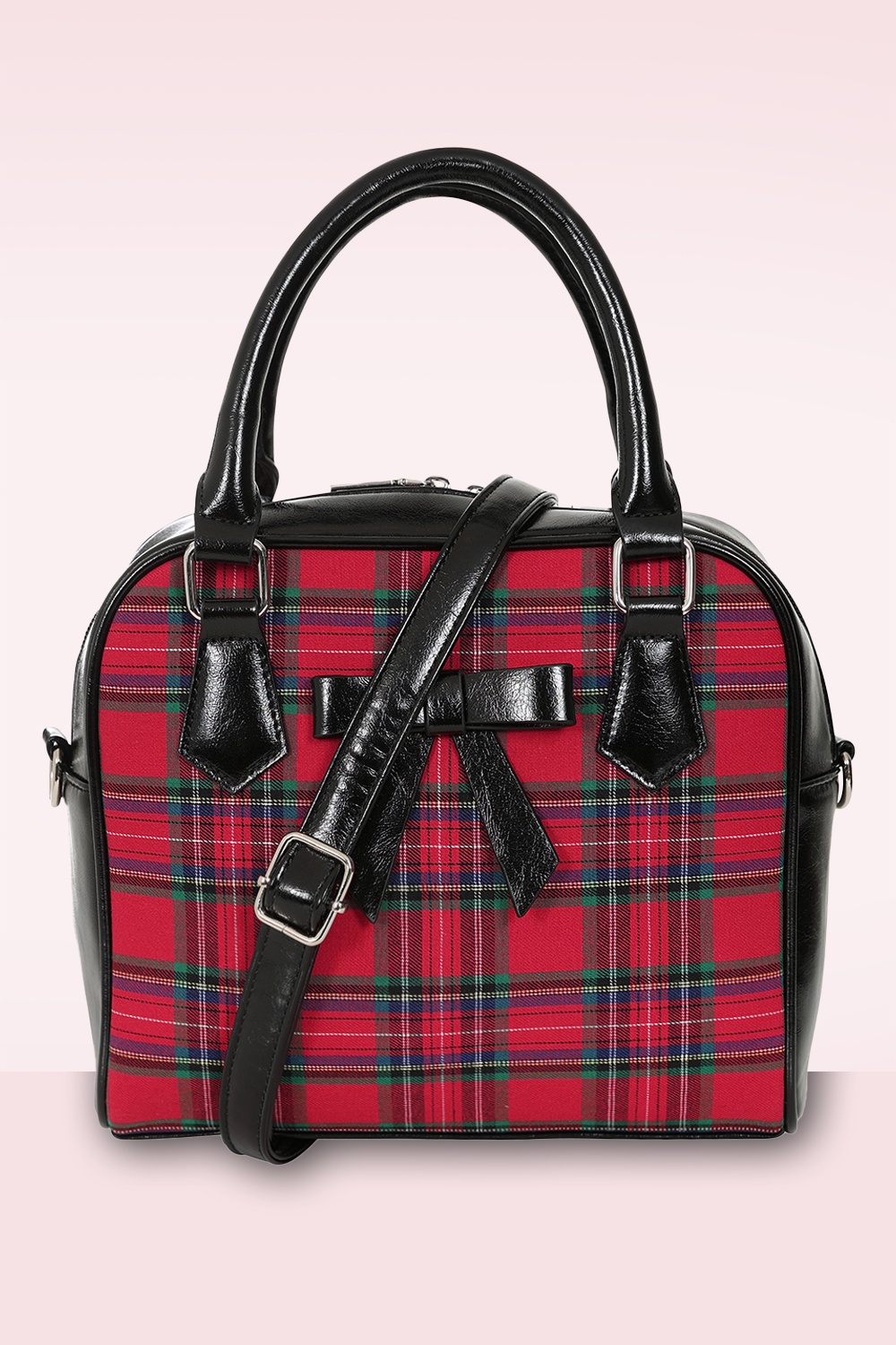 Banned Retro - Chic Charlotte Tartan handtas in rood en zwart