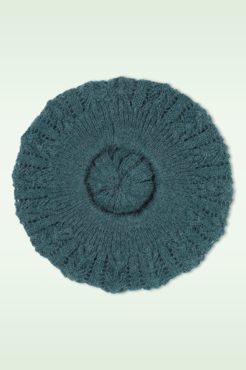 Surkana - Fantasy gebreide baret in petrolblauw 3
