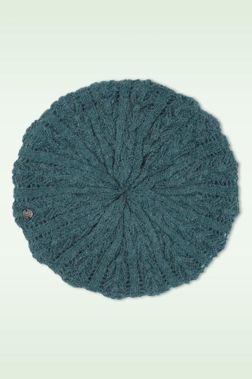 Surkana - Fantasy gebreide baret in petrolblauw