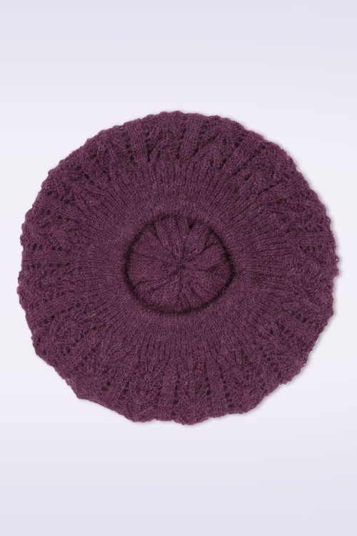 Surkana - Fantasy gebreide baret in pruimpaars 3