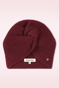 Surkana - Gebreide tulband in kastanje rood