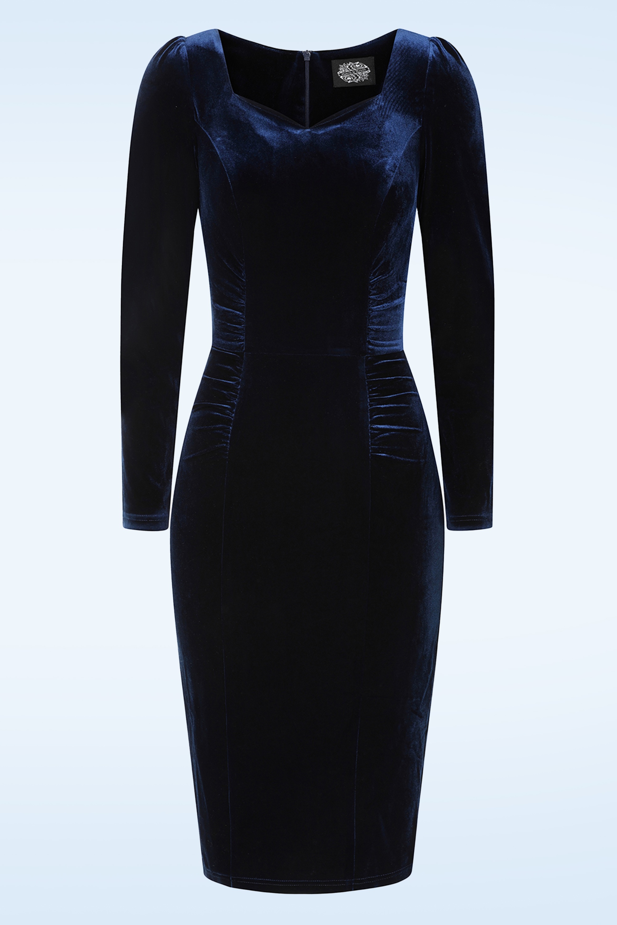 Hearts & Roses - Tia Velvet Wiggle jurk in donker navyblauw 2