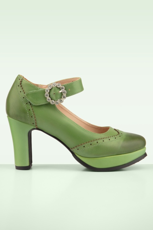 Chelsea Crew - Dossier Leather Mary Jane pumps in groen