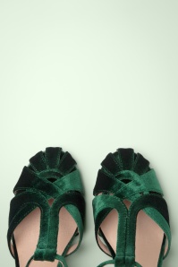 Chelsea Crew - Sergi fluwelen T-strap pumps in smaragdgroen 2