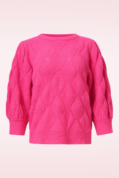 Smashed Lemon - Kyra gebreide sweater in fuchsia 2