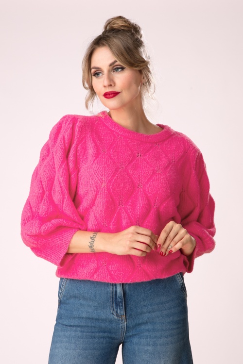 Smashed Lemon - Kyra gebreide sweater in fuchsia