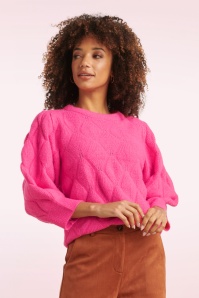 Smashed Lemon - Kyra gebreide sweater in fuchsia 5