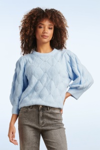 Smashed Lemon - Kyra gebreide sweater in lichtblauw