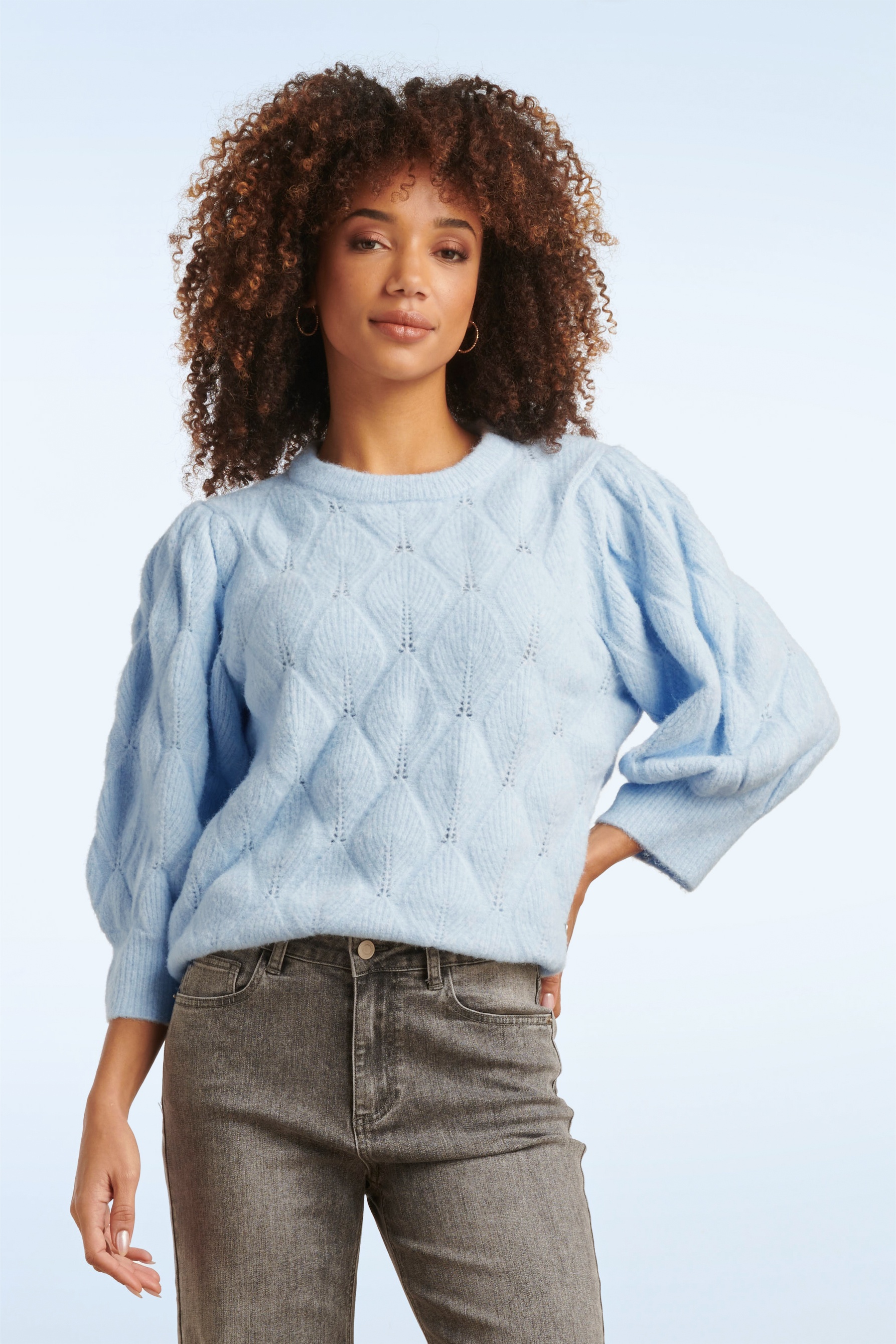 Smashed Lemon - Kyra gebreide sweater in lichtblauw