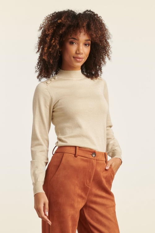 Smashed Lemon - Sierra Sparkling gebreide top in zand