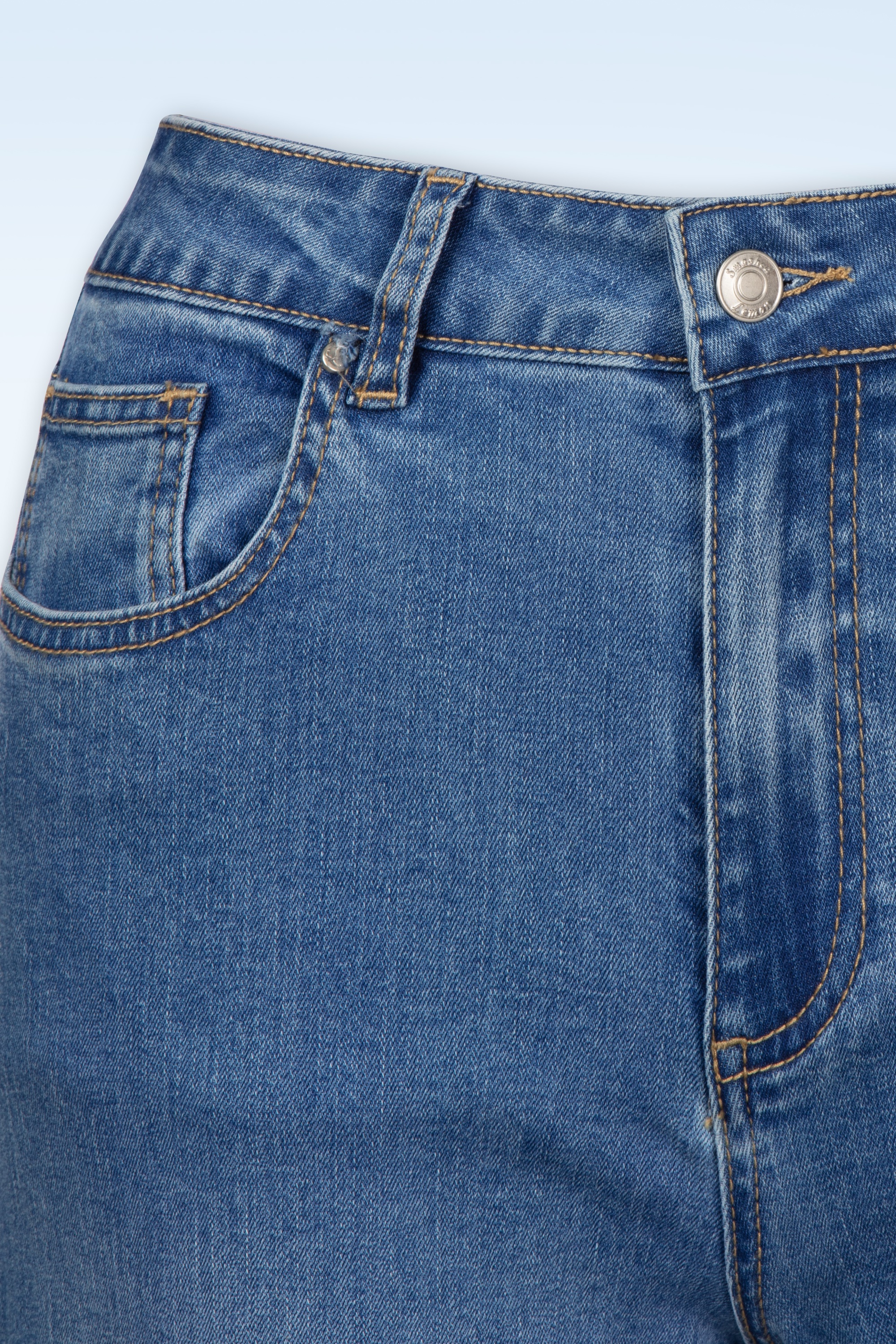 Smashed Lemon - Faye Wide Leg Jeans in midden denim blauw 3