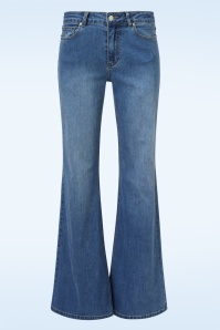 Smashed Lemon - Faye Wide Leg Jeans in midden denim blauw