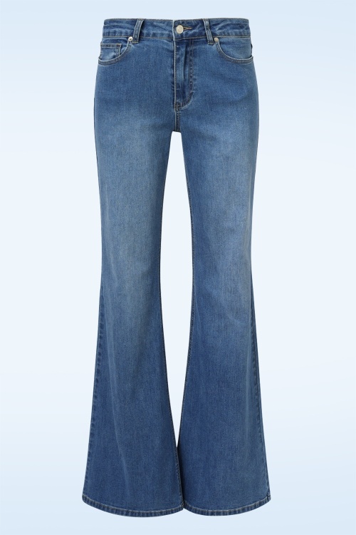 Smashed Lemon - Faye Wide Leg Jeans in midden denim blauw