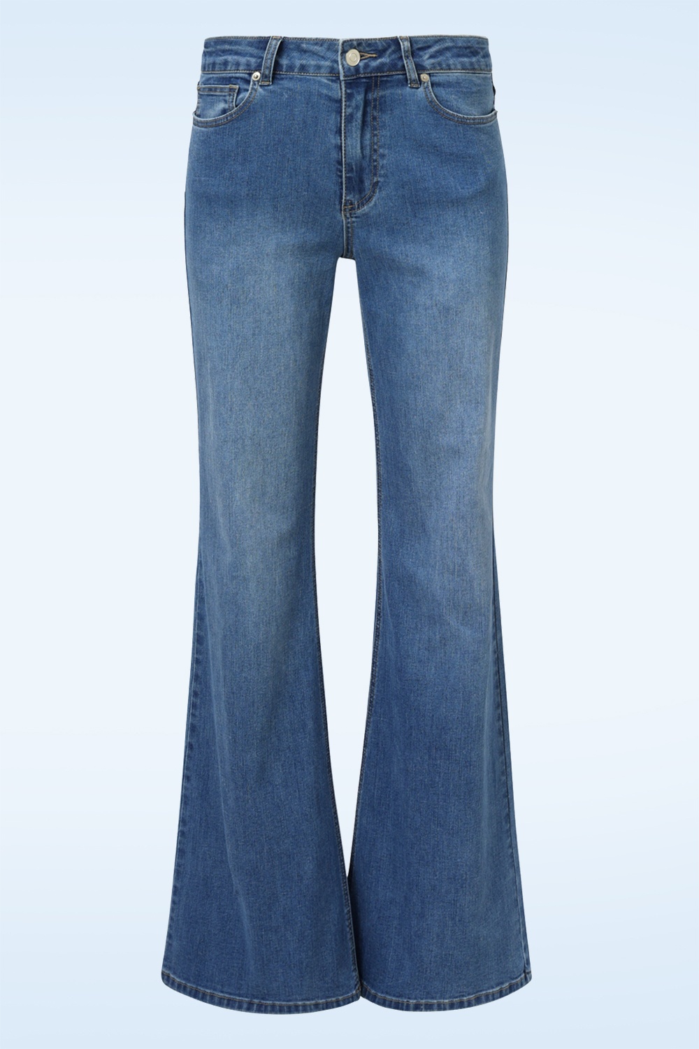 Smashed Lemon - Faye Wide Leg Jeans in midden denim blauw
