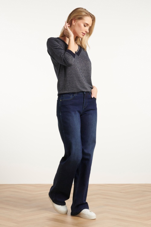 Smashed Lemon - Olivia Straight Jeans in donkerblauw denim 3