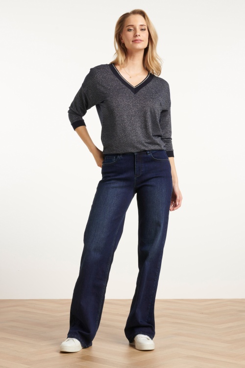 Smashed Lemon - Olivia Straight Jeans in donkerblauw denim 2