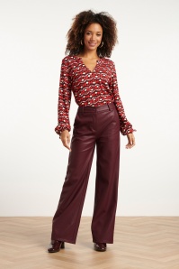 Smashed Lemon - Feline Faux Leather pantalon in bordeauxrood