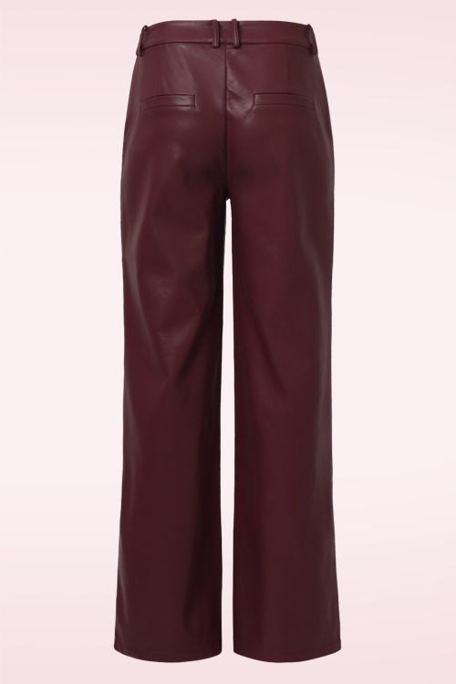 Smashed Lemon - Feline Faux Leather pantalon in bordeauxrood 5