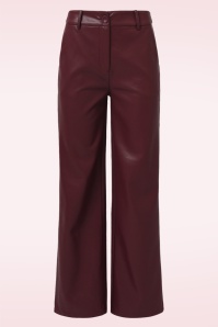 Smashed Lemon - Feline Faux Leather pantalon in bordeauxrood 2